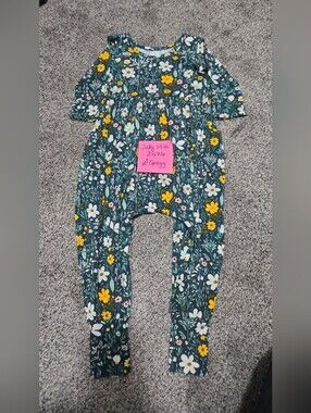 Floral Green Kids One-Piece Romper